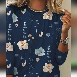 Floral print, long-sleeve t-shirt, NWT